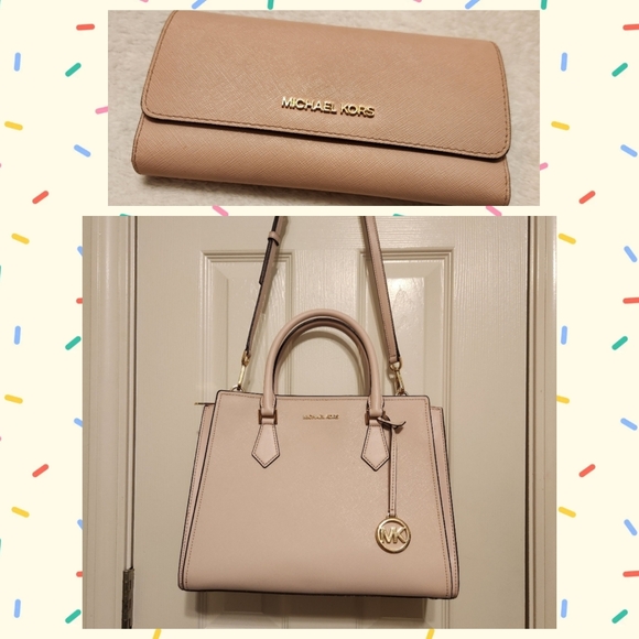 💕Michael Kors Hope Powder Blush Satchel w Adjustable Strap and Matching Wallet - Picture 2 of 16